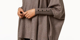 Alfani Suéter Poncho Feminino Petite Gola Alta Bege Escuro Tamanho Petite