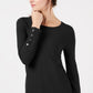 Suéter feminino Alfani com detalhe de pressão, preto, tamanho grande