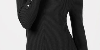 Suéter Alfani Feminino com Detalhe de Botão e Canelado Preto Tamanho P