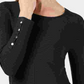 Suéter feminino Alfani com detalhe canelado e botões de pressão, preto, tamanho X-S