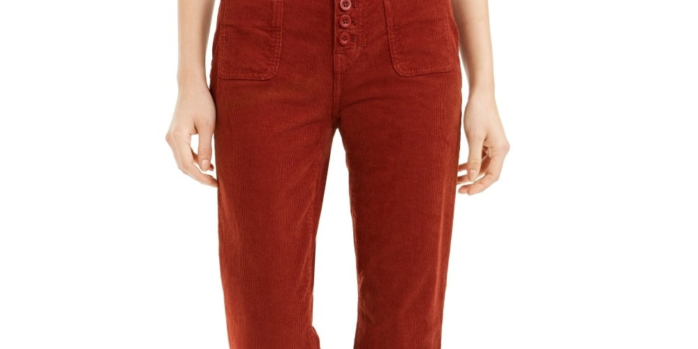 Calça jeans feminina Lucky Brand Ava Corduroy cintura média corte cano alto marrom tamanho 32