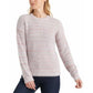 Suéter feminino Lucky Brand de malha mesclada com gola redonda, rosa, tamanho médio