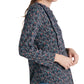 Blusa feminina Lucky Brand com botões florais e botões, azul marinho, tamanho pequeno