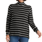 Suéter feminino listrado com gola alta Lucky Brand, preto, tamanho extragrande