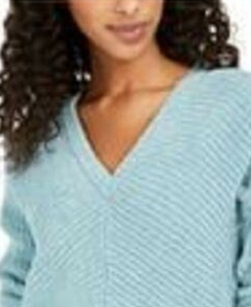 Suéter de chenille com decote em V Lucky Brand, azul brilhante, tamanho extragrande