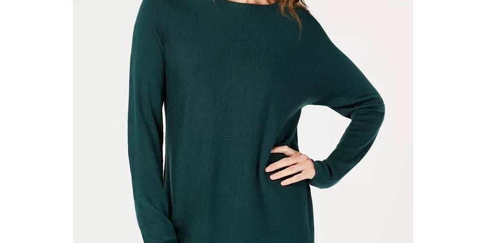 Suéter feminino com cauda de camisa verde da INC International Concepts