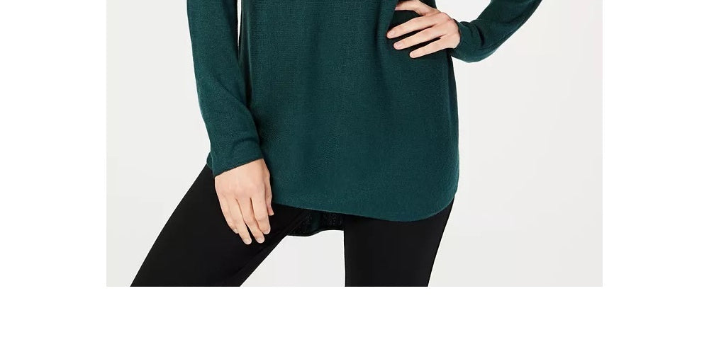 Suéter feminino com cauda de camisa verde da INC International Concepts