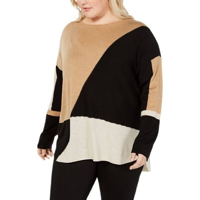 Suéter feminino plus size de manga comprida, alto e baixo, amarelo, tamanho 1X, da INC International Concepts