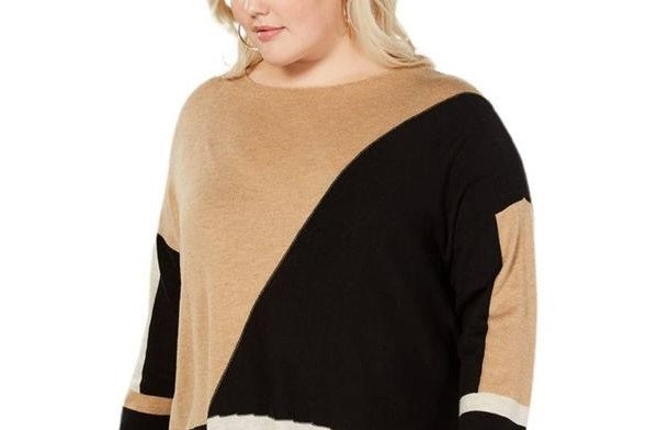 Suéter feminino plus size de manga comprida, alto e baixo, amarelo, tamanho 1X, da INC International Concepts
