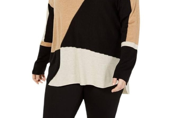 Suéter feminino plus size de manga comprida, alto e baixo, amarelo, tamanho 1X, da INC International Concepts