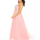 Vestido de festa feminino City Studios Plus Size com detalhes em tule bordado, rosa, tamanho 18W