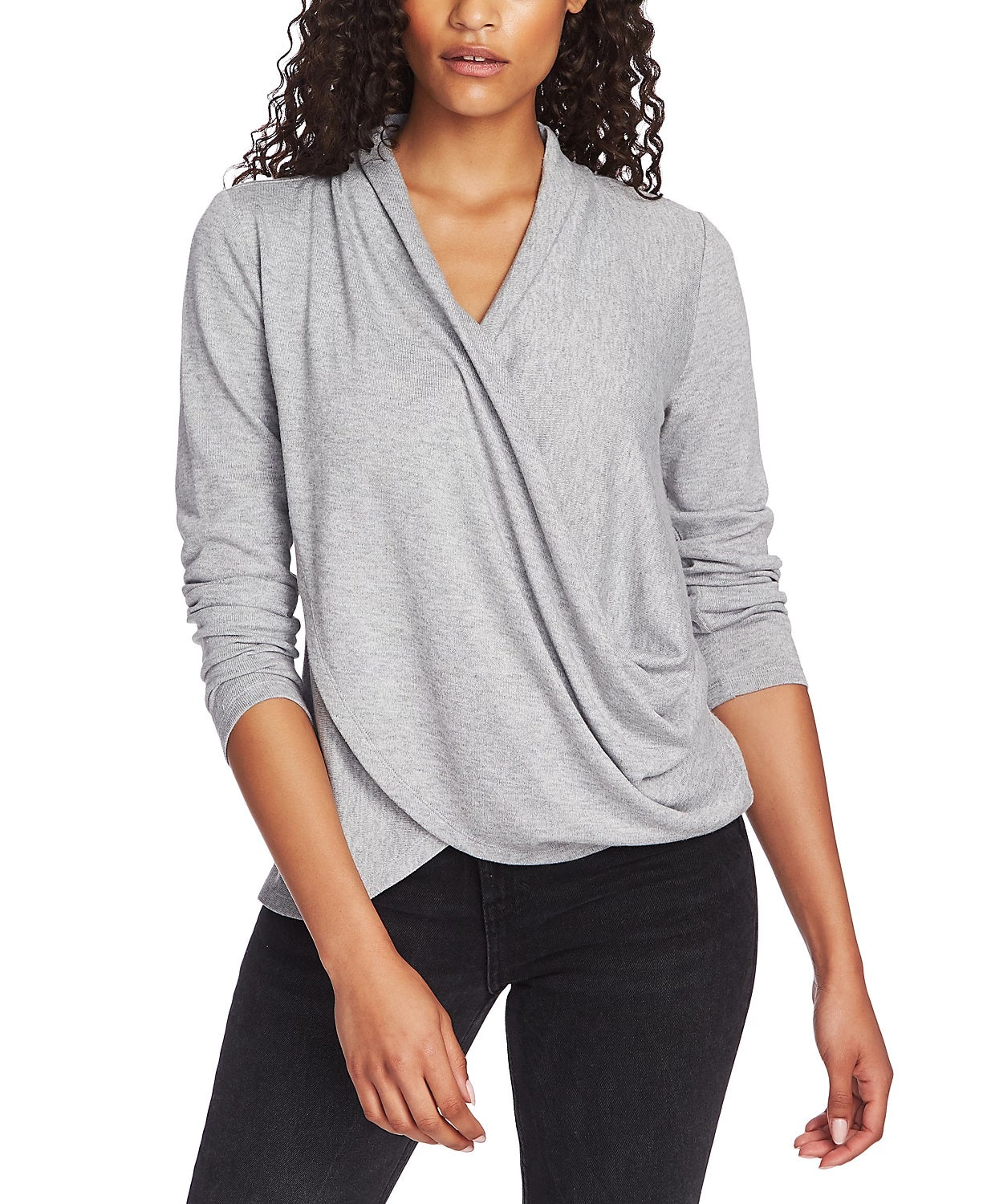 1.STATE Blusa de malha aconchegante feminina cinza