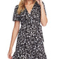 1.STATE Vestido envelope floral romântico feminino preto