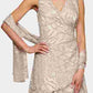 Vestido e xale estampados femininos Alex Evenings, marrom, tamanho 14