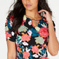 Blusa feminina Thalia Sodi com estampa e mangas curtas, tamanho P, branca
