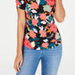 Blusa feminina Thalia Sodi com estampa e mangas curtas, tamanho P, branca