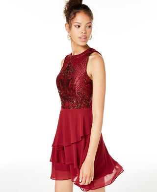 Vestido City Studios Juniors em camadas e flare, roxo, tamanho 5