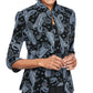 Conjunto de duas peças feminino estampado Alex Evenings, cor carvão, tamanho médio