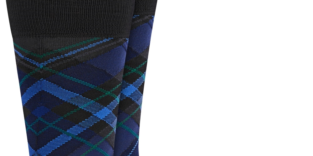 Meias xadrez de microfibra masculinas Perry Ellis, pretas, tamanho regular