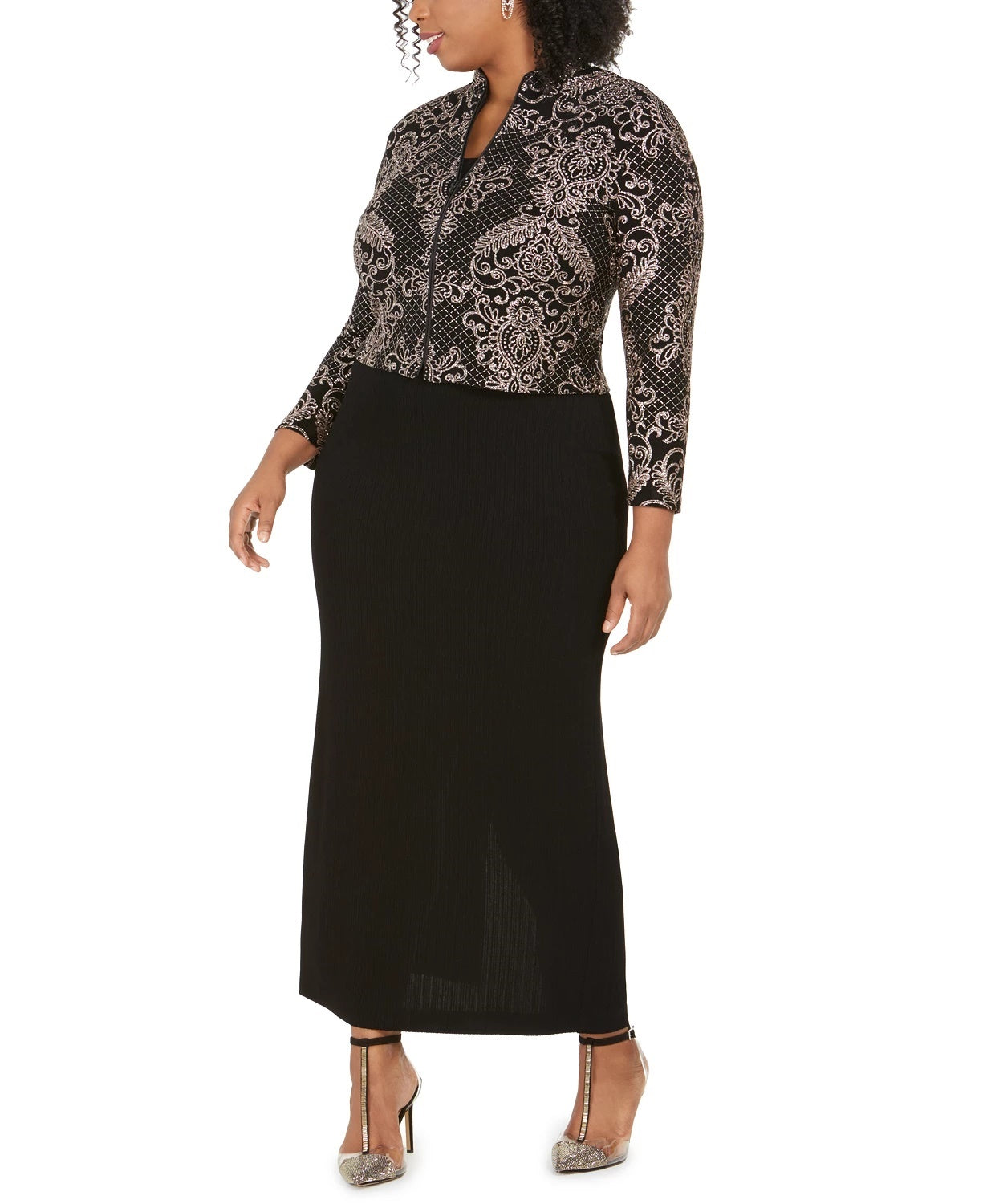 Vestido e jaqueta plus size Alex Evenings feminino marrom tamanho pequeno pequeno