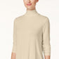 JM Women's Collection Top de gola alta bege escuro tamanho extragrande
