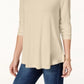 JM Women's Collection Top de gola alta bege escuro tamanho extragrande