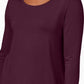 JM Collection Top feminino com decote redondo, vinho, tamanho extrapequeno