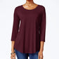Top feminino com decote redondo JM Collection, tamanho regular e pequeno, rosa, tamanho pequeno