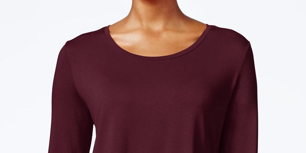 Top feminino com decote redondo JM Collection, tamanho regular e pequeno, rosa, tamanho pequeno