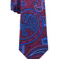 Gravata masculina Tommy Hilfiger Nightfall de seda Paisley vermelha escura, tamanho regular