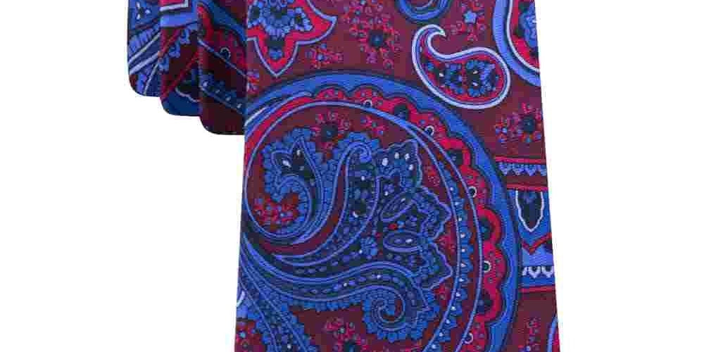 Gravata masculina Tommy Hilfiger Nightfall de seda Paisley vermelha escura, tamanho regular