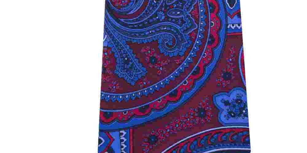 Gravata masculina Tommy Hilfiger Nightfall de seda Paisley vermelha escura, tamanho regular