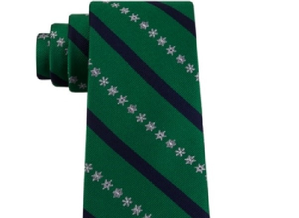 Gravata listrada de floco de neve masculina Tommy Hilfiger, verde, tamanho regular