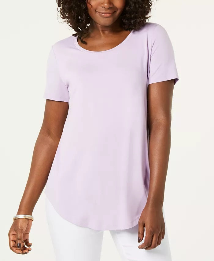 JM Collection Top feminino com decote redondo, roxo, tamanho pequeno