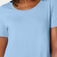 JM Collection Top feminino com decote redondo, azul, tamanho pequeno