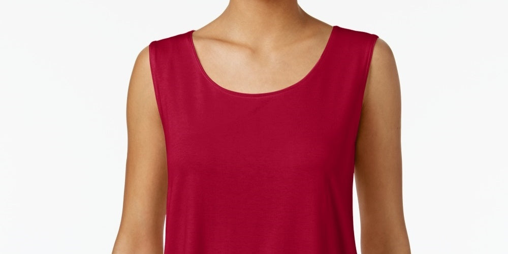 JM Collection Regata feminina com decote redondo, vermelha, tamanho médio