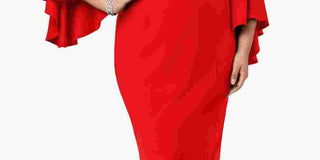 Vestido feminino R &amp; M Richards com ombros de fora e manga flare, vermelho, tamanho 16W