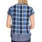 Vince Camuto Top Henley Feminino de Algodão com Estampa Mista Azul Marinho Tamanho P