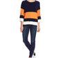 Suéter de malha Teddy Colorblock feminino Vince Camuto, laranja, tamanho grande