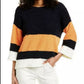 Suéter de malha Teddy Colorblock feminino Vince Camuto, laranja, tamanho médio