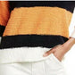 Suéter de malha Teddy Colorblock feminino Vince Camuto, laranja, tamanho médio