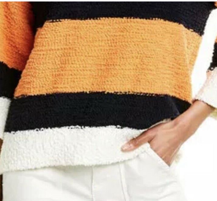 Suéter de malha Teddy Colorblock feminino Vince Camuto, laranja, tamanho médio