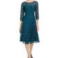 Vestido de renda com lantejoulas e manga 3/4 da SL Fashions para mulheres, verde, tamanho 16