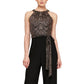 Macacão metálico com cinto feminino SL Fashions, preto, tamanho 8