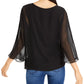 Blusa transparente com amarração frontal Vince Camuto feminina, cinza, tamanho pequeno