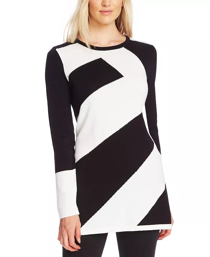 Suéter Vince Camuto Feminino com Blocos de Cores Diagonais Preto Tamanho X-G