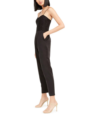 Macacão feminino LEYDEN com corpete de renda, preto, tamanho extragrande