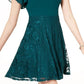 Vestido formal curto e evasê feminino City Studios, sem mangas, decote assimétrico, verde, tamanho 7