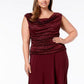 Vestido feminino plus size franzido R &amp; M Richards vermelho escuro tamanho 18