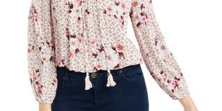 Top camponês com acabamento em crochê American Rag Junior, cinza, tamanho X-S